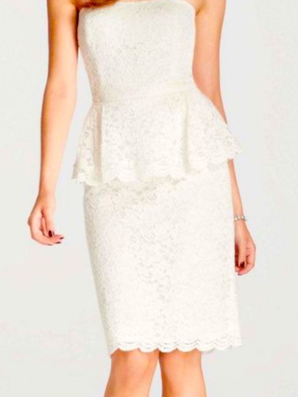 NWT Ann Taylor Strapless Ivory Lace Peplum Dress